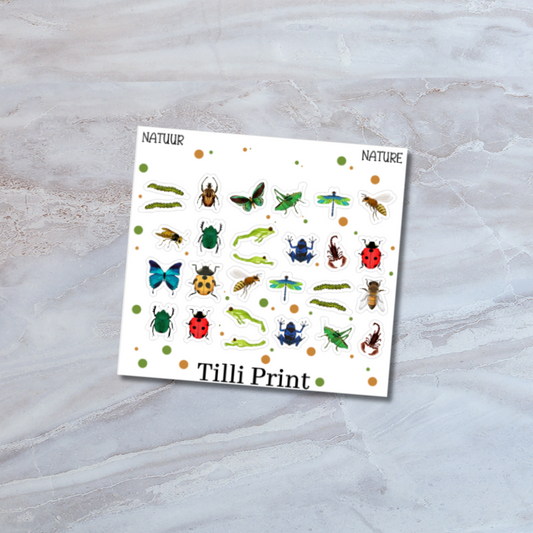 Nature and insects sticker sheet