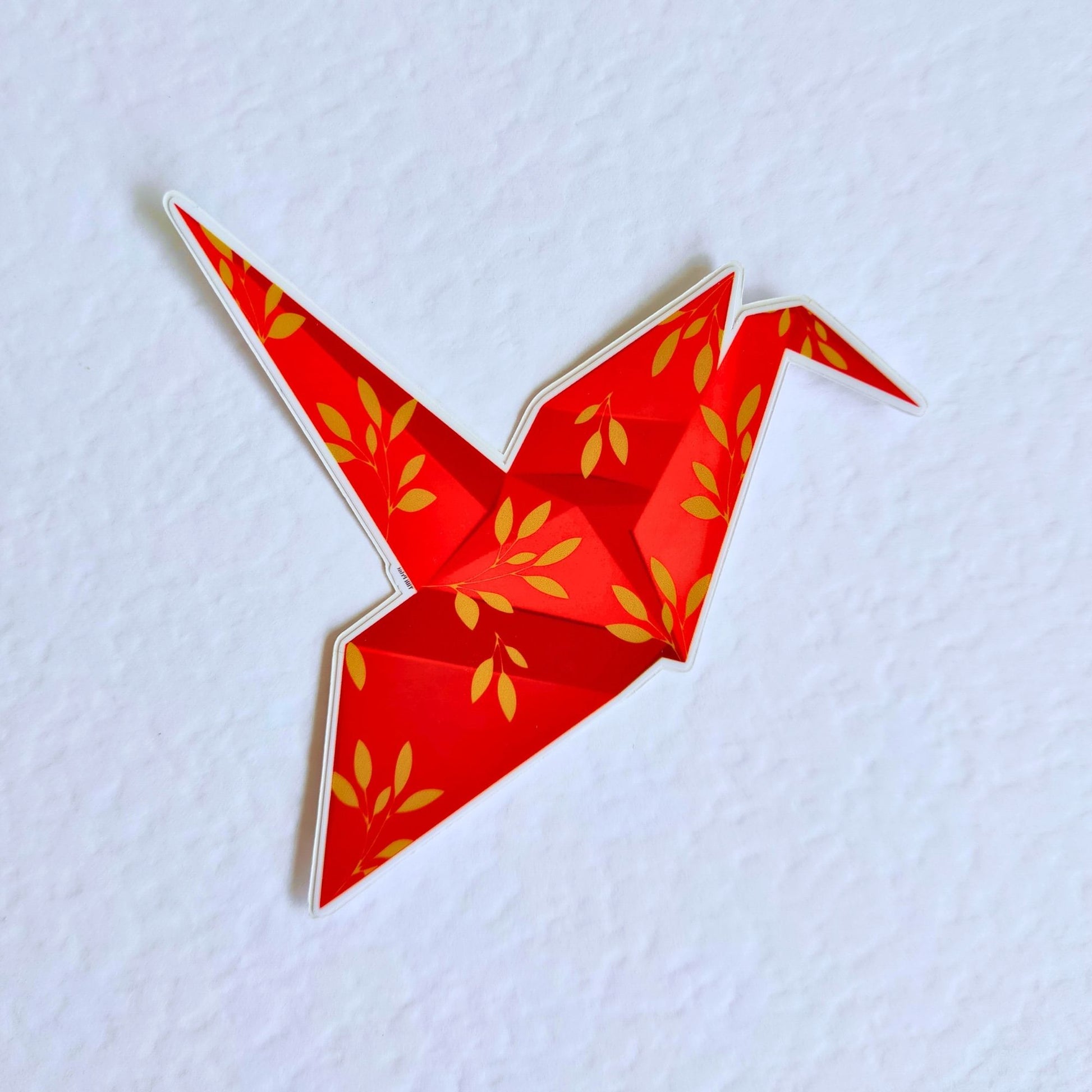 crane origami die cut sticker.