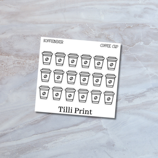 Foiled coffee cup planner stickers