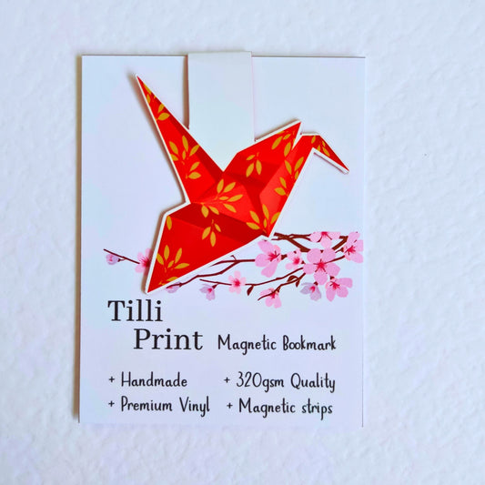 tilli print siganture crane origami magnetic bookmark