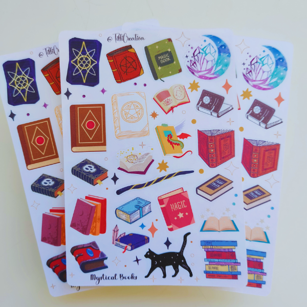 Sticker Sheet - Mystical Books | Journal Sticker | Planner Stickers | Book Stickers |Sticker Bujo | Scrapbooking Stickers