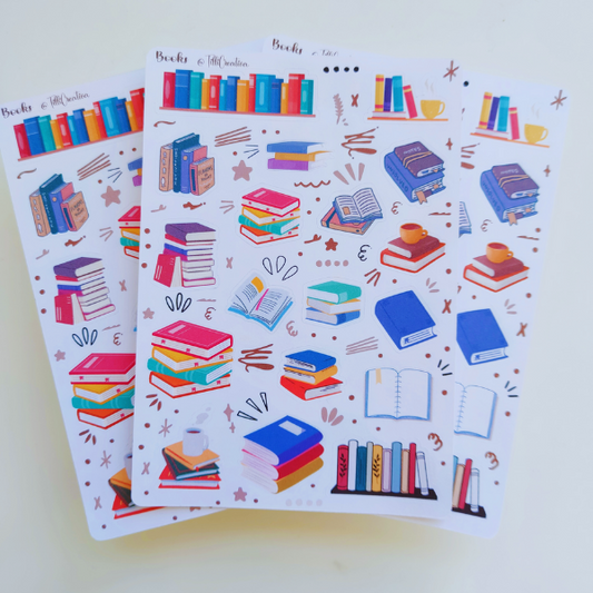 Sticker Sheet - Books | Journal Planner Stickers | Books Stickers | Scrapbooking Stickers | Sticker Bujo | Journal And Stickers | Reading Stickers