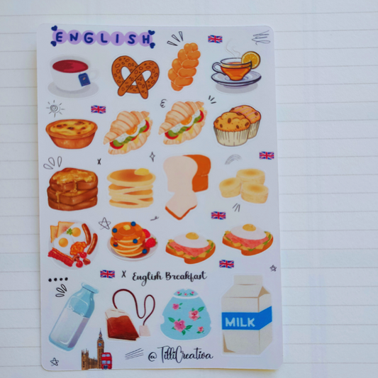 Sticker Sheet - English Breakfast | Journal Sticker | Planner Sticker | Book Sticker | Sticker Bujo | Scrapbooking Stickers | Agenda Sticker