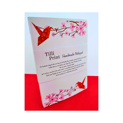 Handgemaakte Notitieblokken: Kraanvogel Origami op Sakura 140 x 200mm