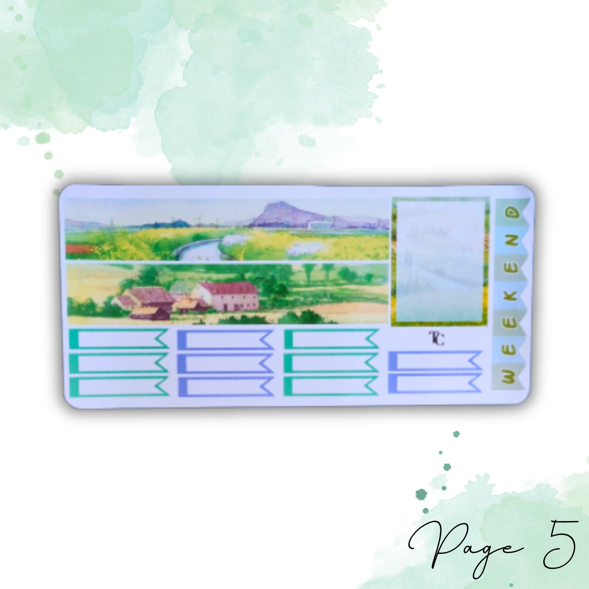 Page 5 planner sticker with Serenity escape theme.