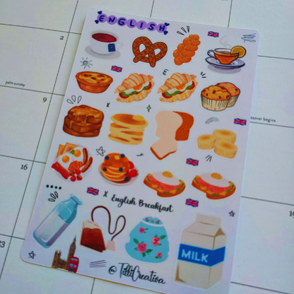 Sticker Sheet - English Breakfast | Journal Sticker | Planner Sticker | Book Sticker | Sticker Bujo | Scrapbooking Stickers | Agenda Sticker