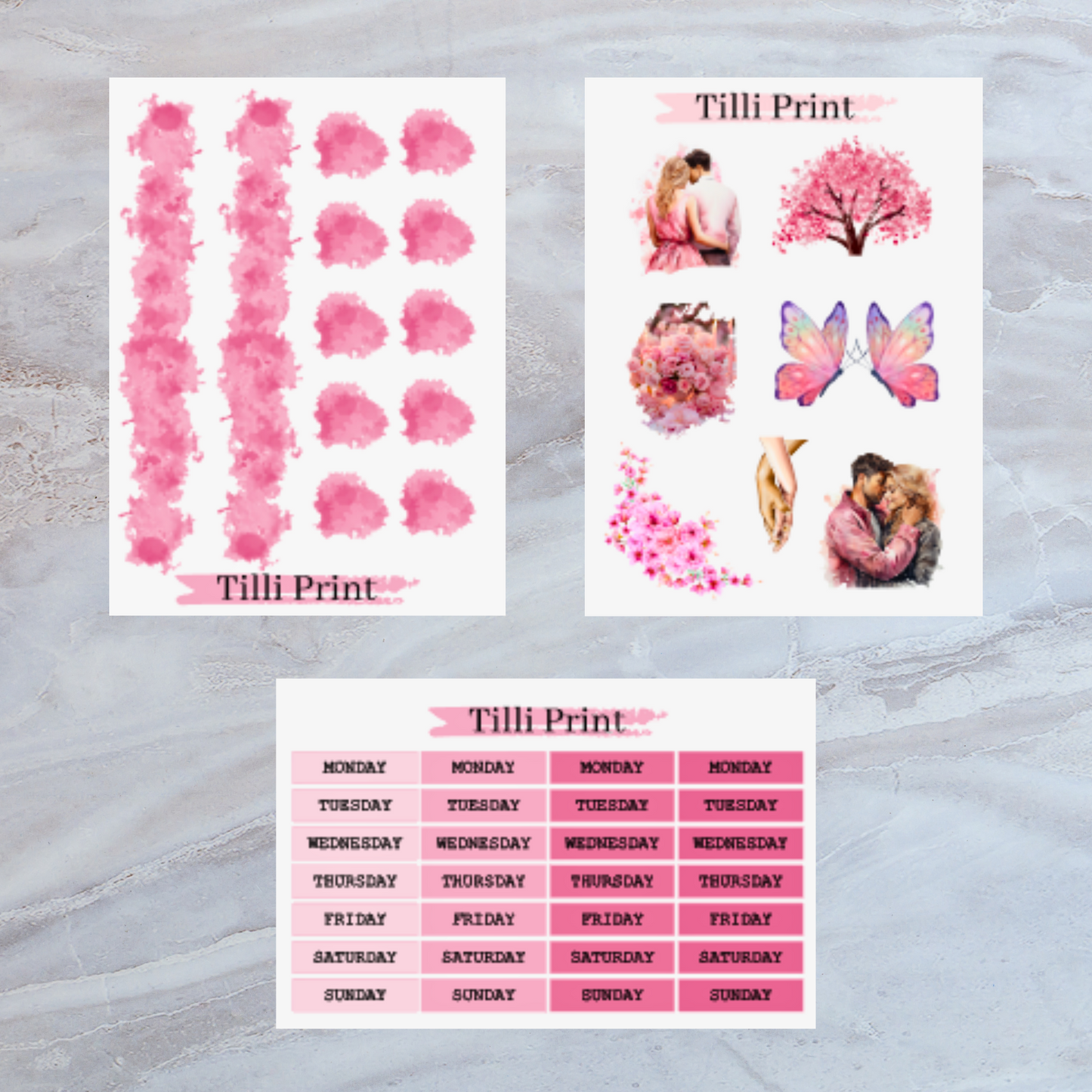 set of 3 pages of planner sticker set of love is timeless.