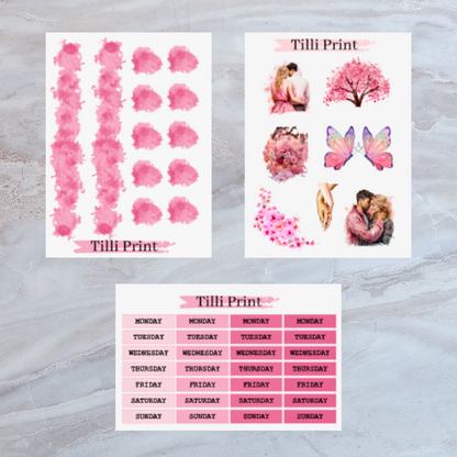 set of 3 pages of planner sticker set of love is timeless.